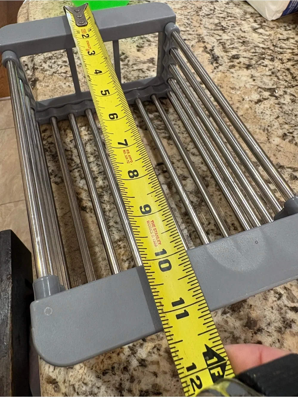 Gray Over-Sink Roll-Up Drying Rack with Stainless Steel Rods
